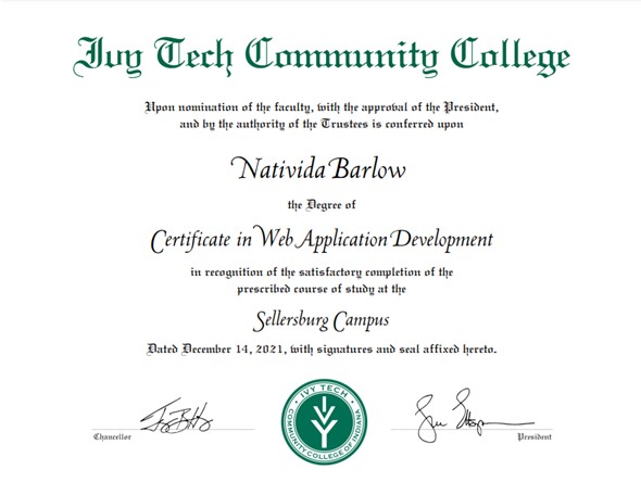 Certification | Web Application Development